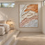 Ivory and Peach Hand-Painted 3D Textured Oil Painting, Layered Organic Abstract #QOJT9JV1