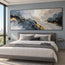 Gray Hand-Painted 3D Textured Oil Painting, Dark Layers and Gold Tones #X6RDSFYU
