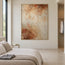 Cream and Warm Brown Hand-Painted Oil Painting, Soft Organic Abstract #97YZ35BG