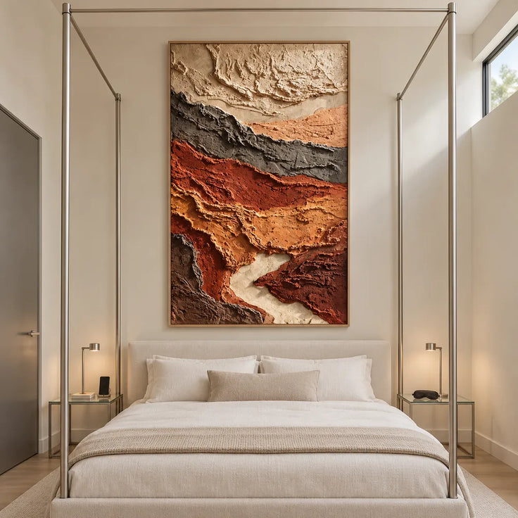 Rust and Sand Hand-Painted 3D Textured Oil Painting, Layered Earth Abstract #WOZTWBJA