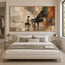 Earth-Tone Hand-Painted Oil Painting, Pianist at a Grand Piano #AQ4V2RU3