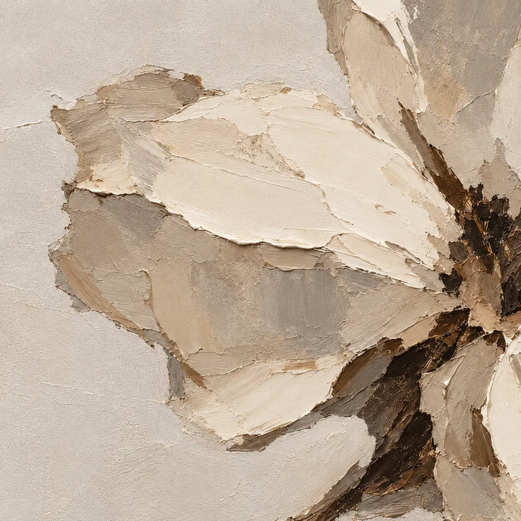 Cream Hand-Painted Floral Painting, Close-Cropped Open Bloom #IZWD2YH6