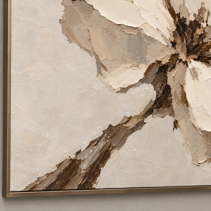 Cream Hand-Painted Floral Painting, Close-Cropped Open Bloom #IZWD2YH6