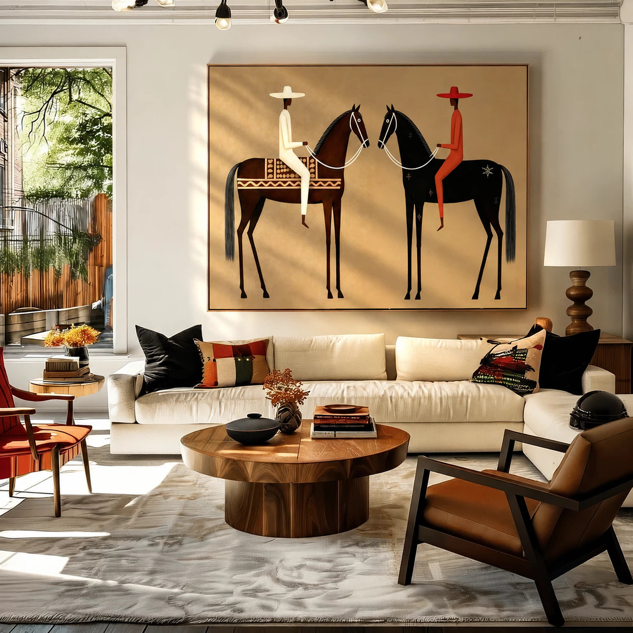 Minimalist Western-style Equestrian Figure Oil Painting #AB622