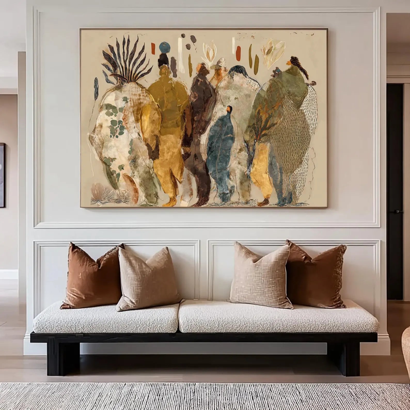 Abstract Earthy Tone Figures Hand-Painted Oil Painting #BH171