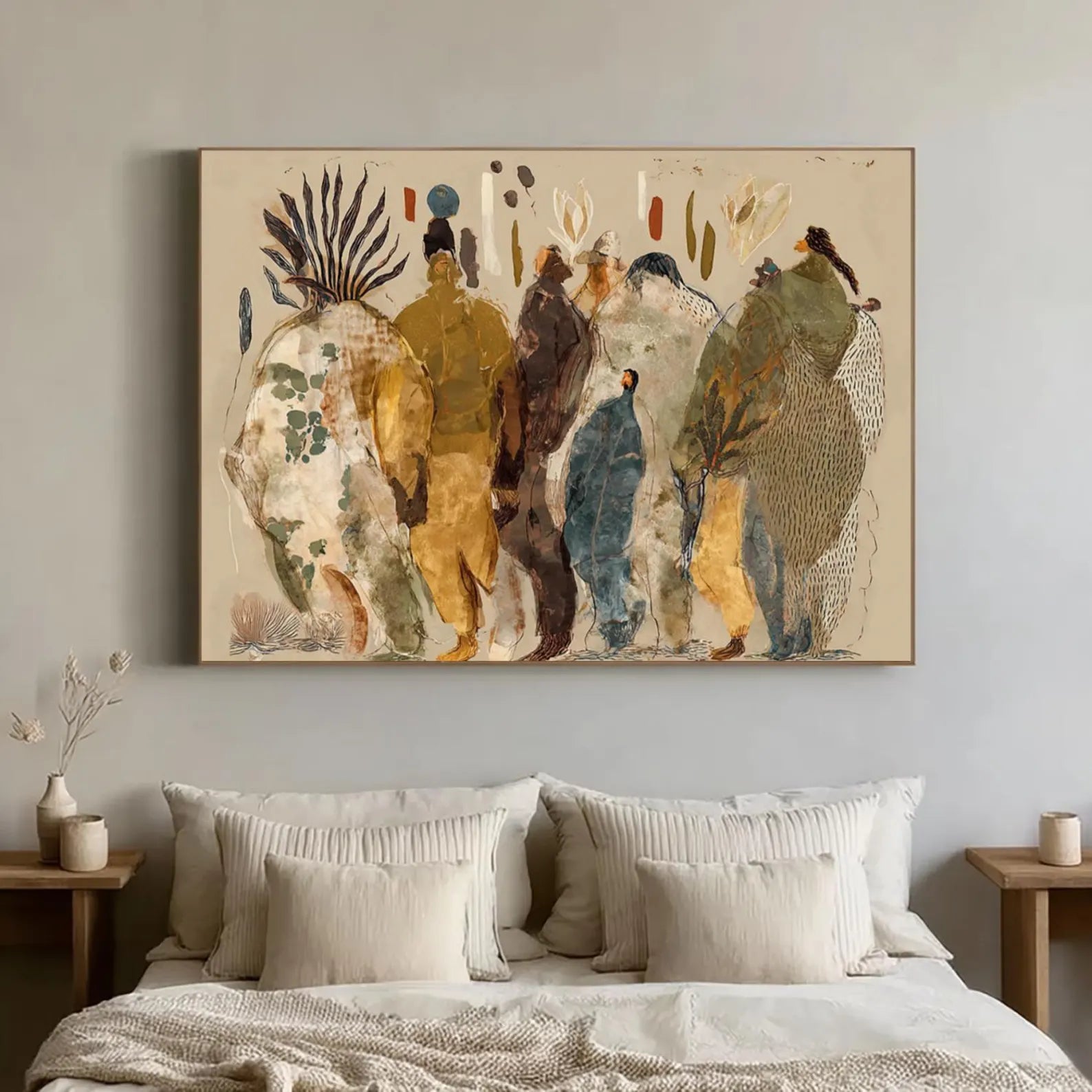 Abstract Earthy Tone Figures Hand-Painted Oil Painting #BH171