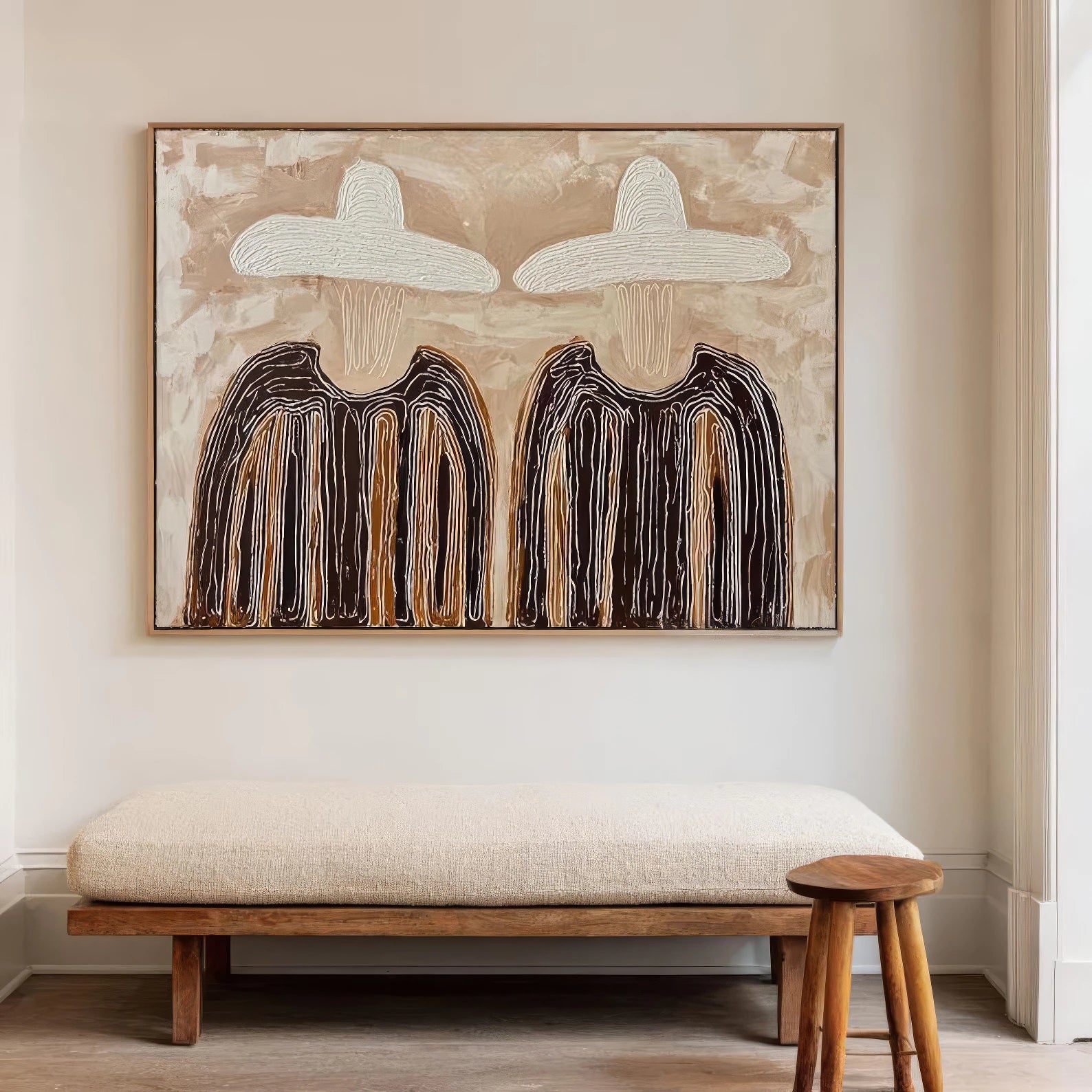 Bohemian Neutral Duo Painting #AB143