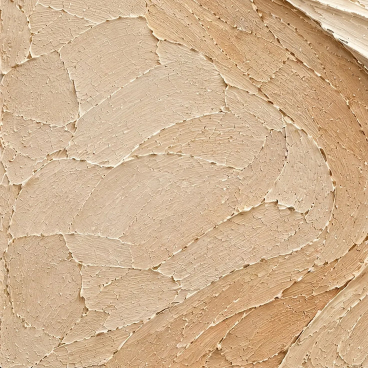 Beige & Cream Hand-Painted 3D Textured Oil Painting, Flowing S-Curve Abstract Wall Art #DD2BSLPJ