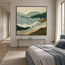 Sage Green Hand-Painted Oil Painting, Layered Mountain Landscape #PWVHIXYY