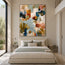 Muted Blue and Warm Neutrals Hand-Painted Oil Painting, Expressive Abstract Color Blocks #Q6Z31DUZ