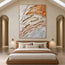 Ivory and Peach Hand-Painted 3D Textured Oil Painting, Layered Organic Abstract #QOJT9JV1