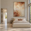 Cream and Warm Brown Hand-Painted Oil Painting, Soft Organic Abstract #97YZ35BG
