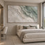 Sage and White Hand-Painted Oil Painting, Flowing Fine-Line Contours #HX2DO6GI