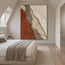 Ivory and Rust Hand-Painted 3D Textured Oil Painting, Diagonal Layered Abstract #6XM3ALEN