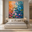 Blue and Coral Hand-Painted Oil Painting, Expressive Color Field #WWMNSDR4