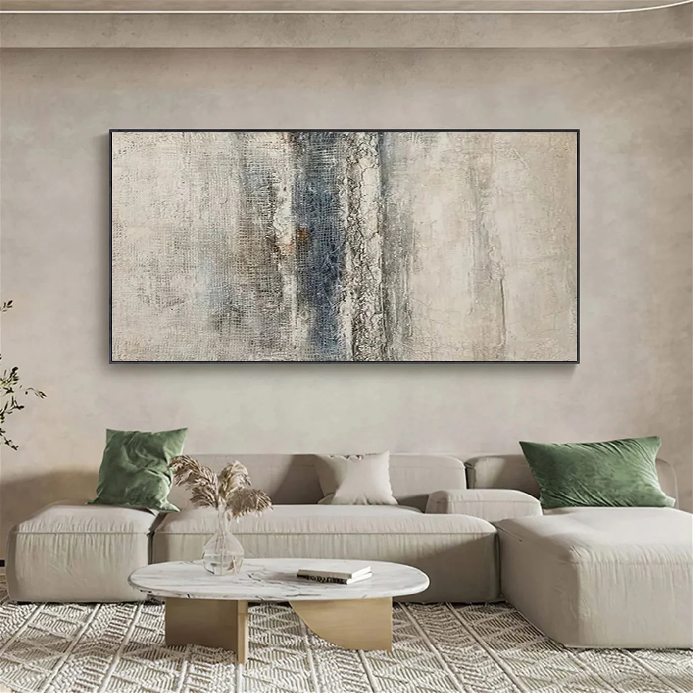 Wabi-Sabi Beige Gray Tone Abstract Oil Painting #WA108