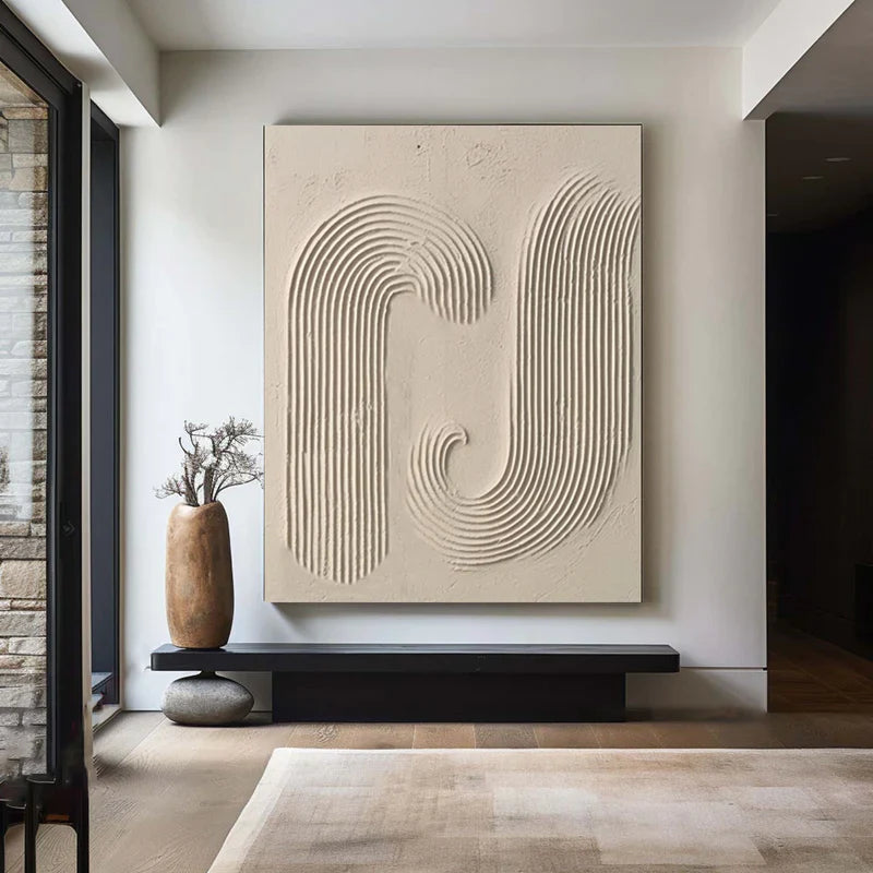 Neutral Beige 3D Textured Abstract Painting #MD149