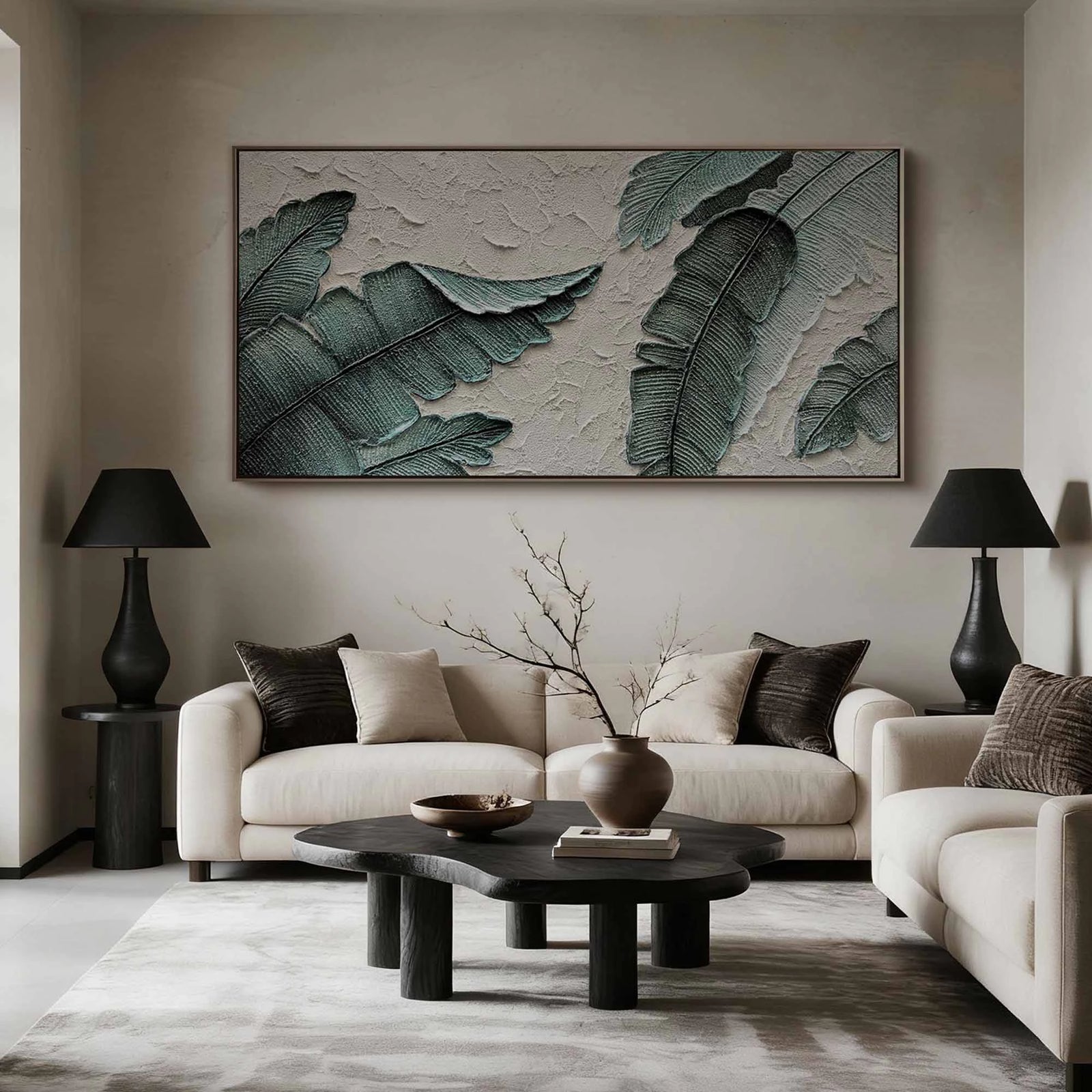 Modern Abstract Tropical Leaf Textured Oil Painting #FT512