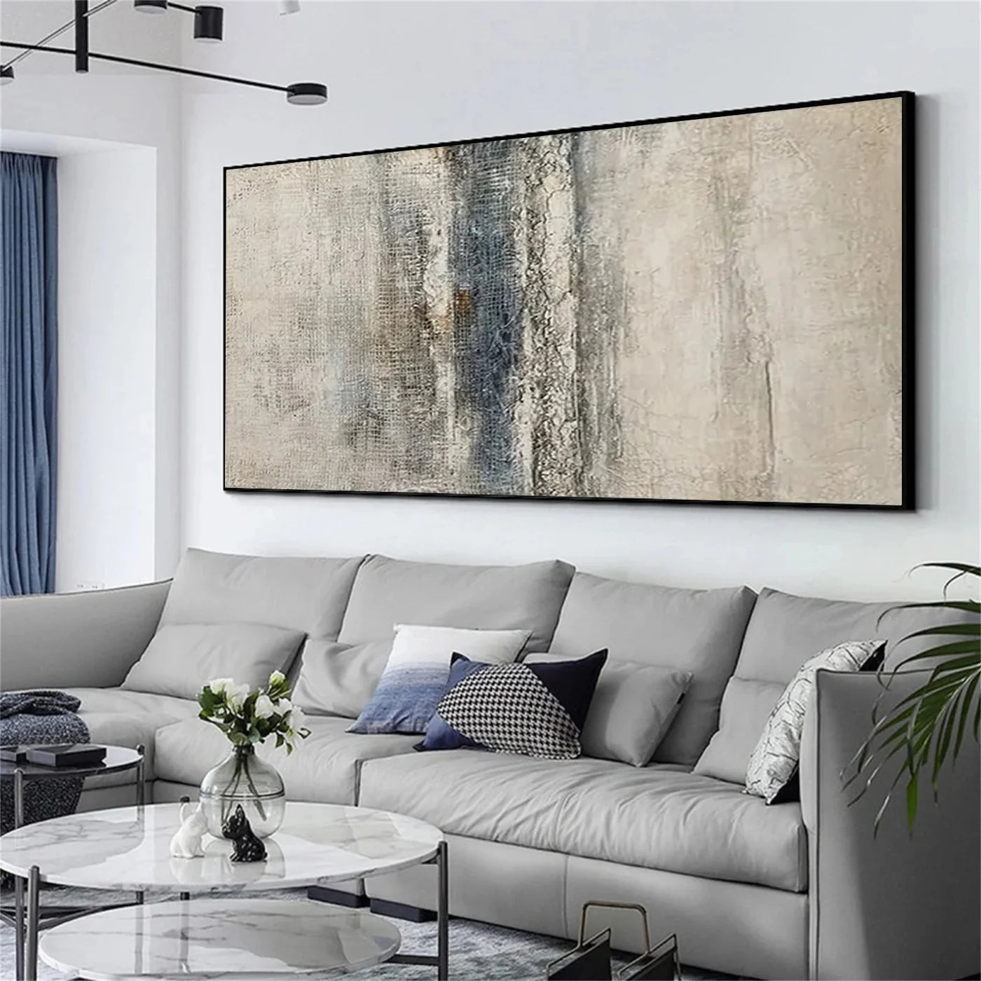 Wabi-Sabi Beige Gray Tone Abstract Oil Painting #WA108