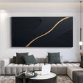 Minimalist Black Gold 3D Impasto Wall Art #JM91
