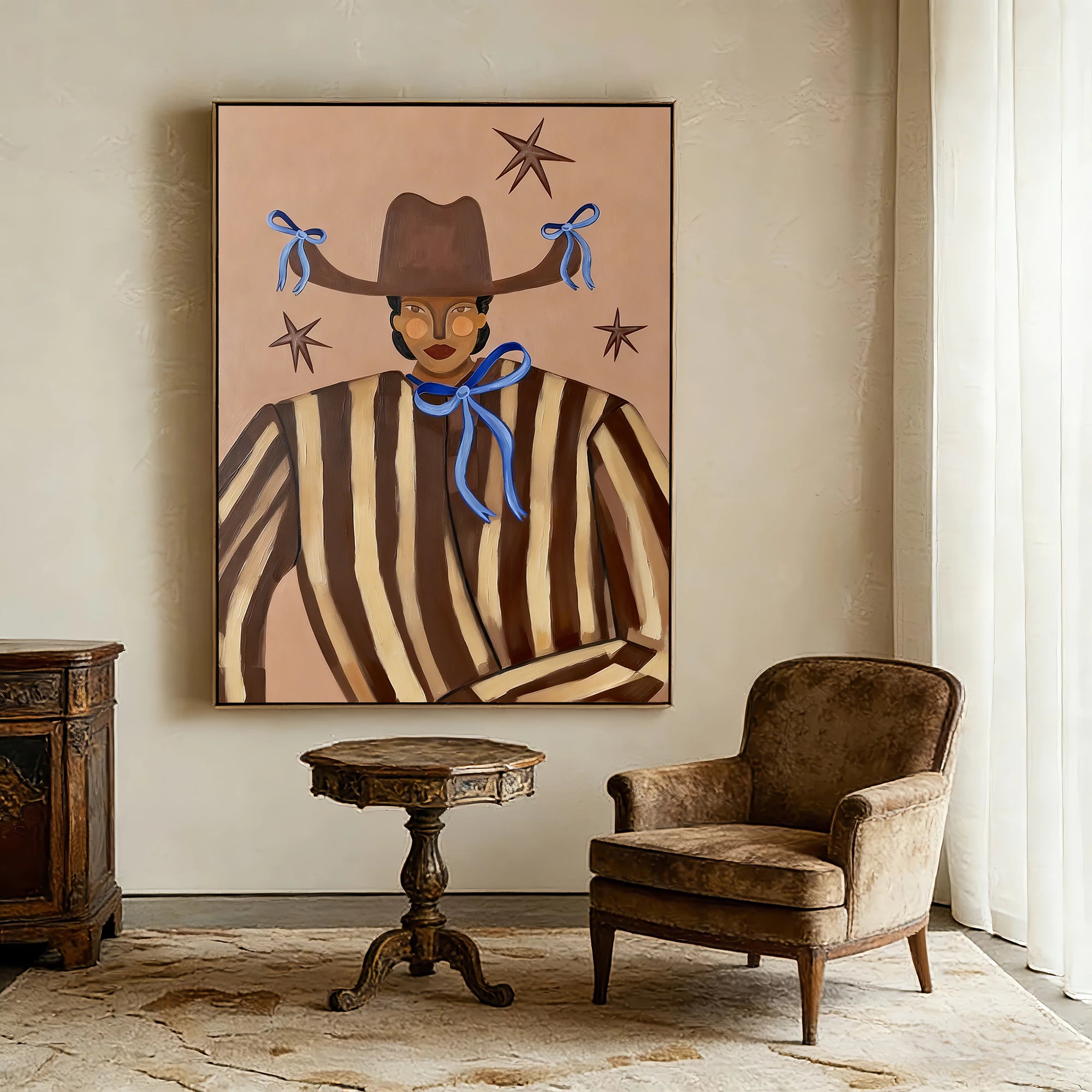 Western Cowgirl Portrait Oil Painting #AB314