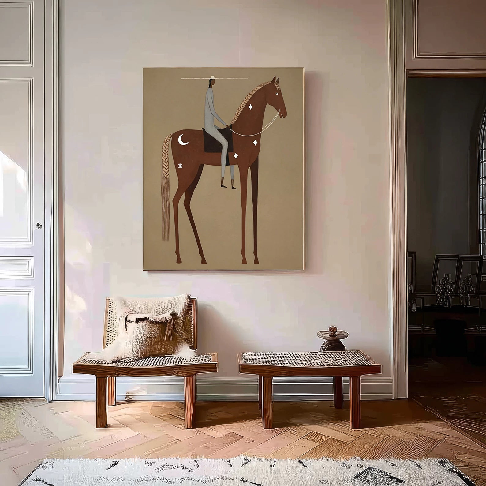 Minimalist Equestrian Rider Wall Art #AB557