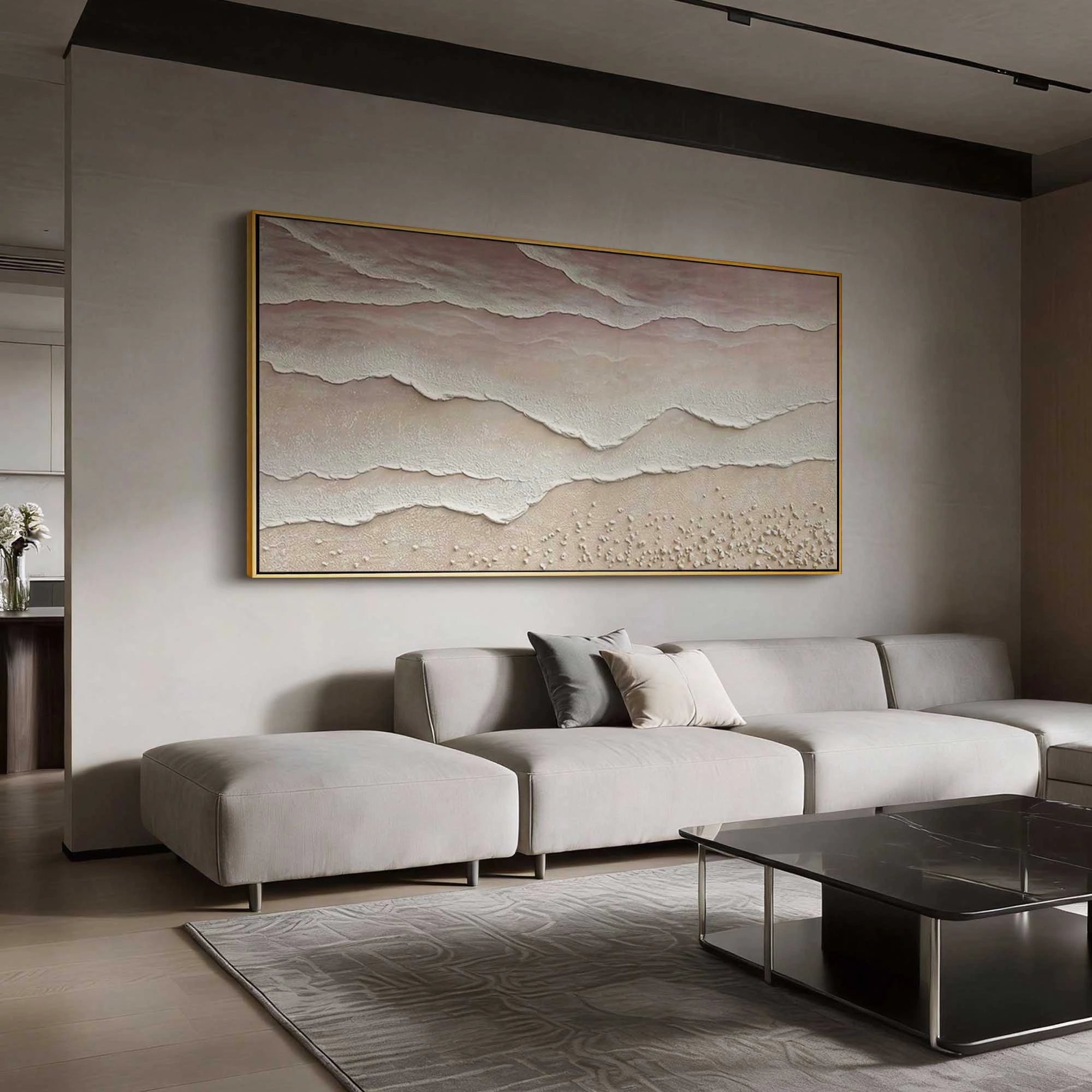 Neutral Tone Minimalist Seascape Art Painting #SK49