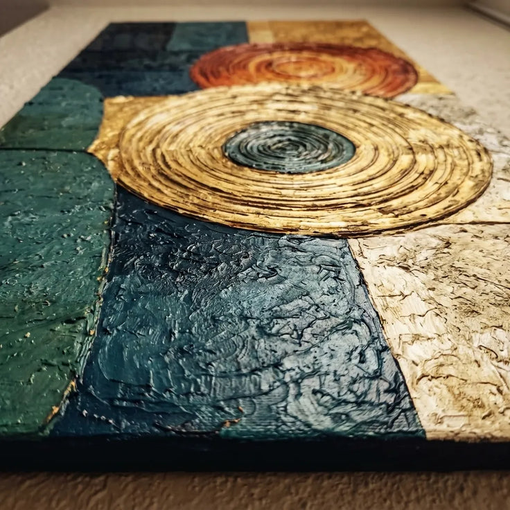 Teal and Gold Textured Geometric Art for Living Room #O7NQYGOU