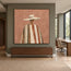 Terracotta & Cream Hand-Painted Oil Painting, Figure in a Wide-Brim Hat #XZPZ1PR7