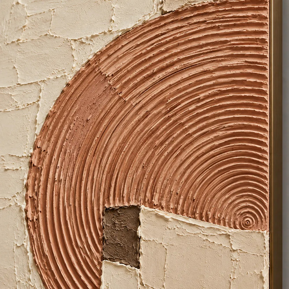 Cream Terracotta Hand-Painted 3D Textured Painting, Offset Arcs #MTMZSI67