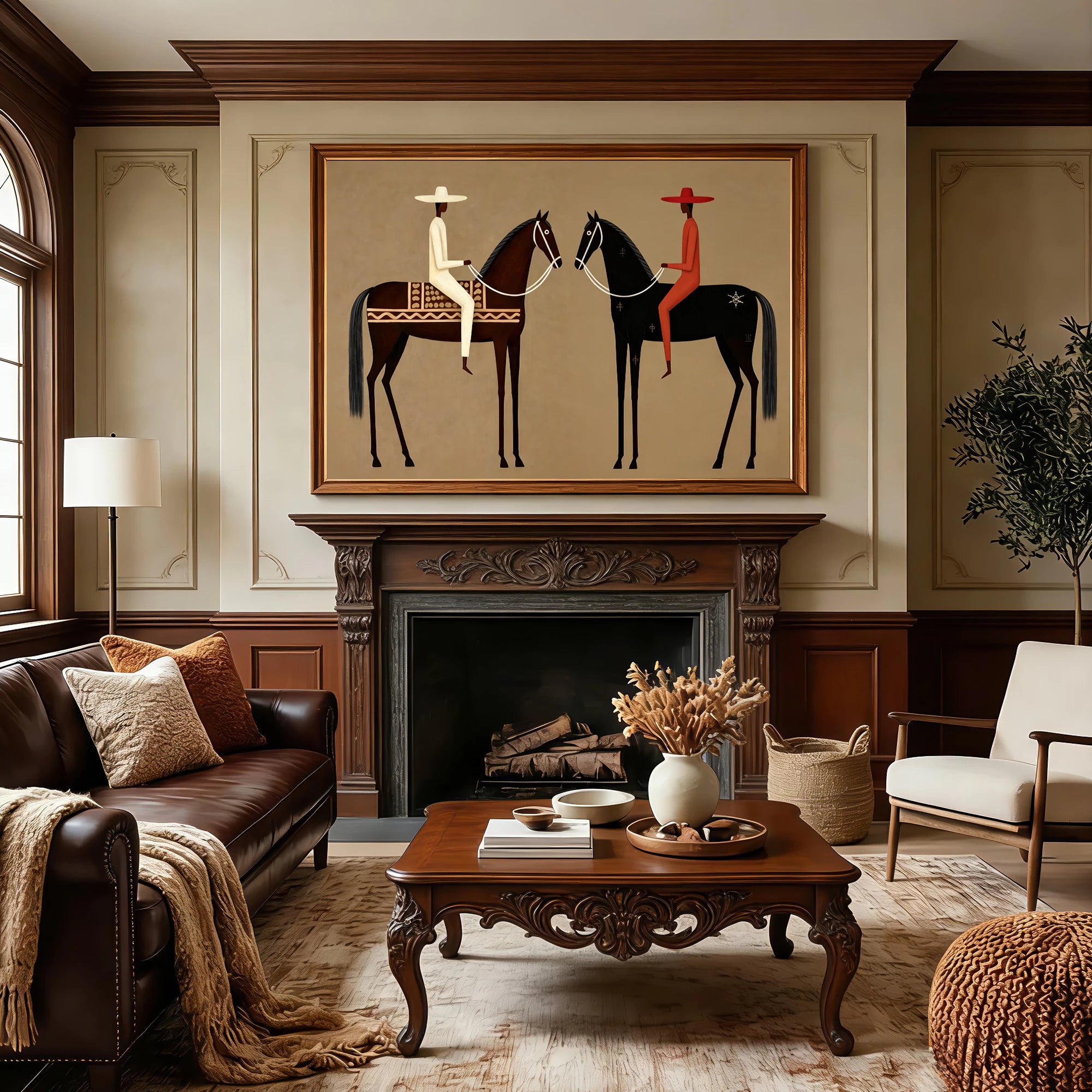 Minimalist Western-style Equestrian Figure Oil Painting #AB622