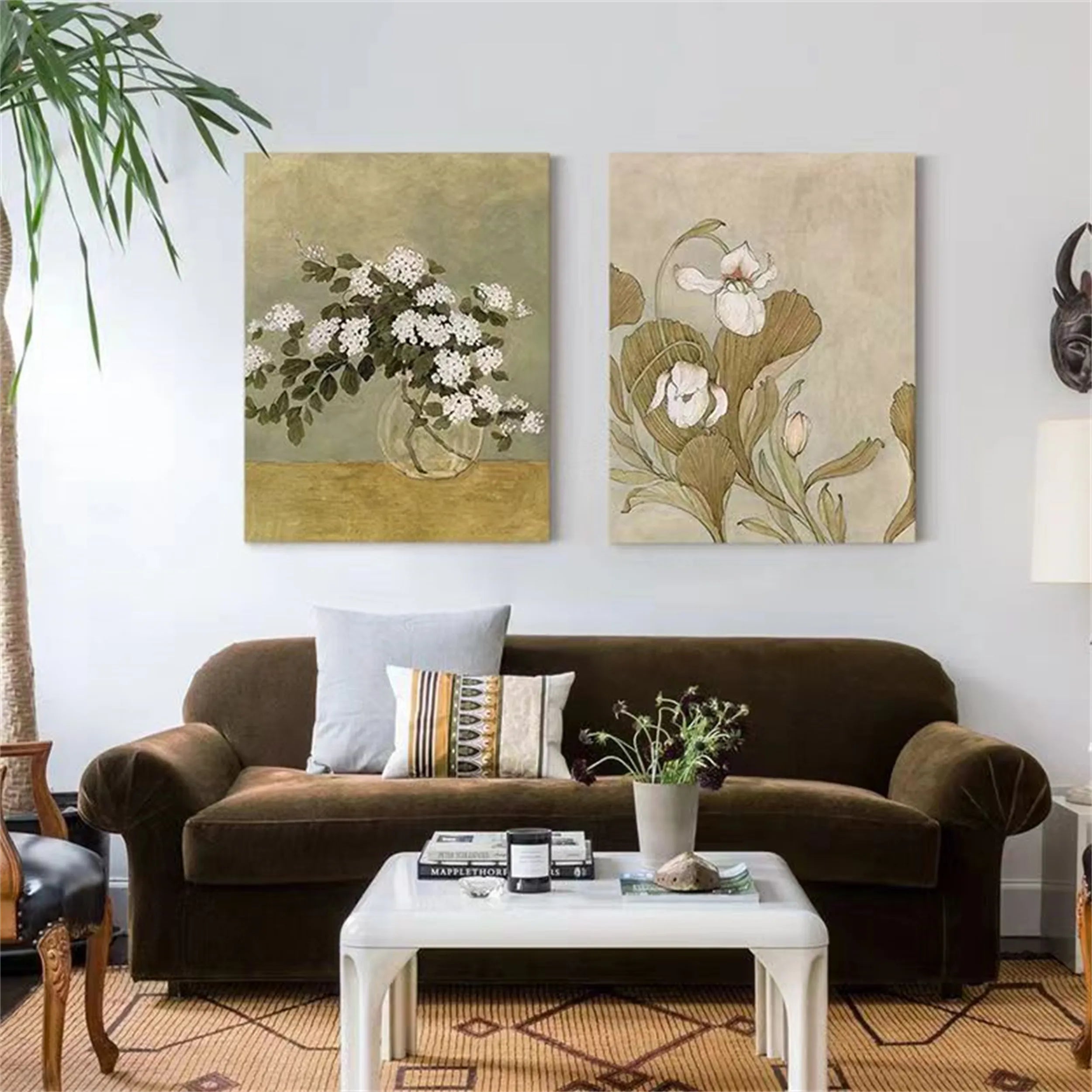 Colorful Flower & Tree Abstract  Wall Art Set of 2 #FT021