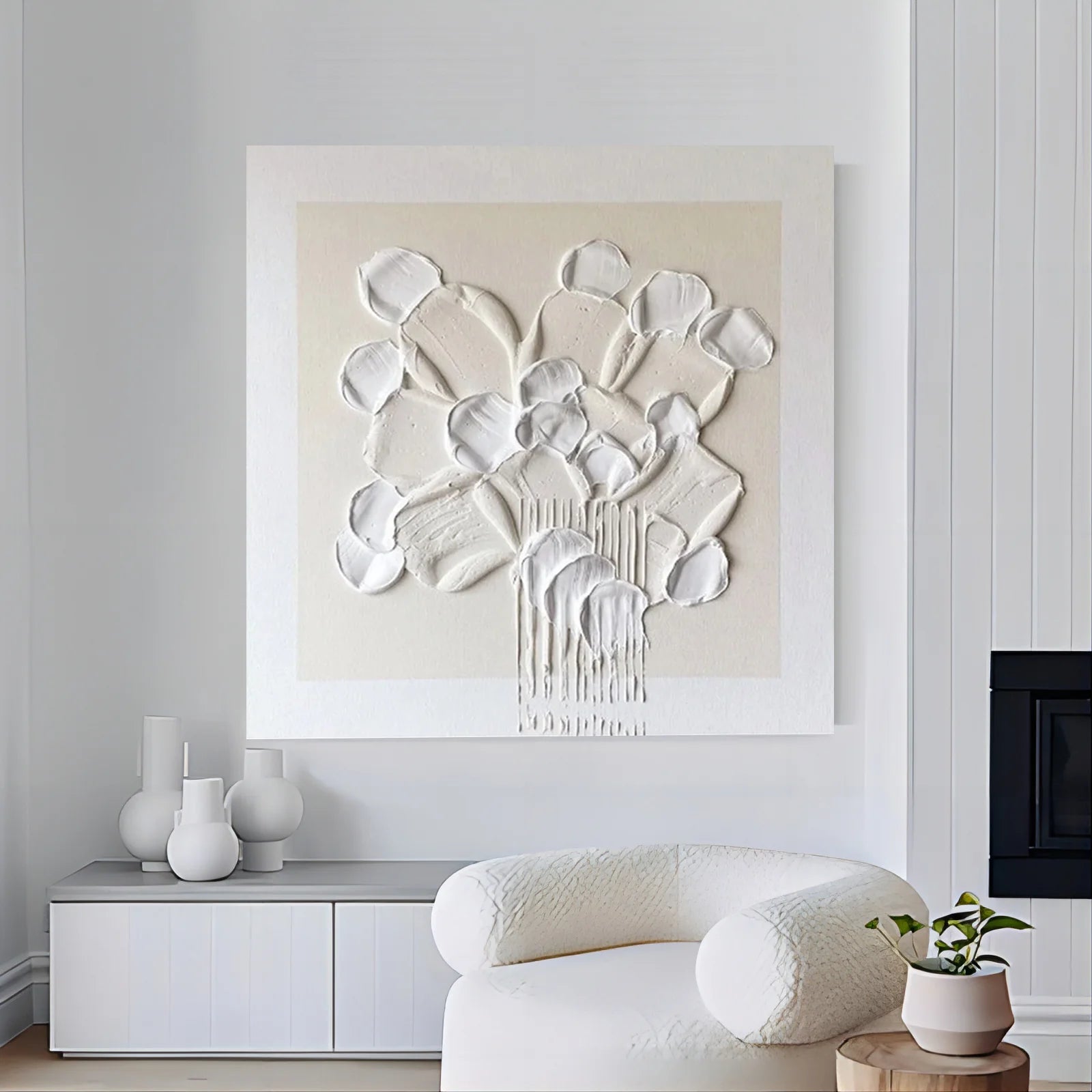 Modern Abstract Textured Floral Oil Painting #FT513