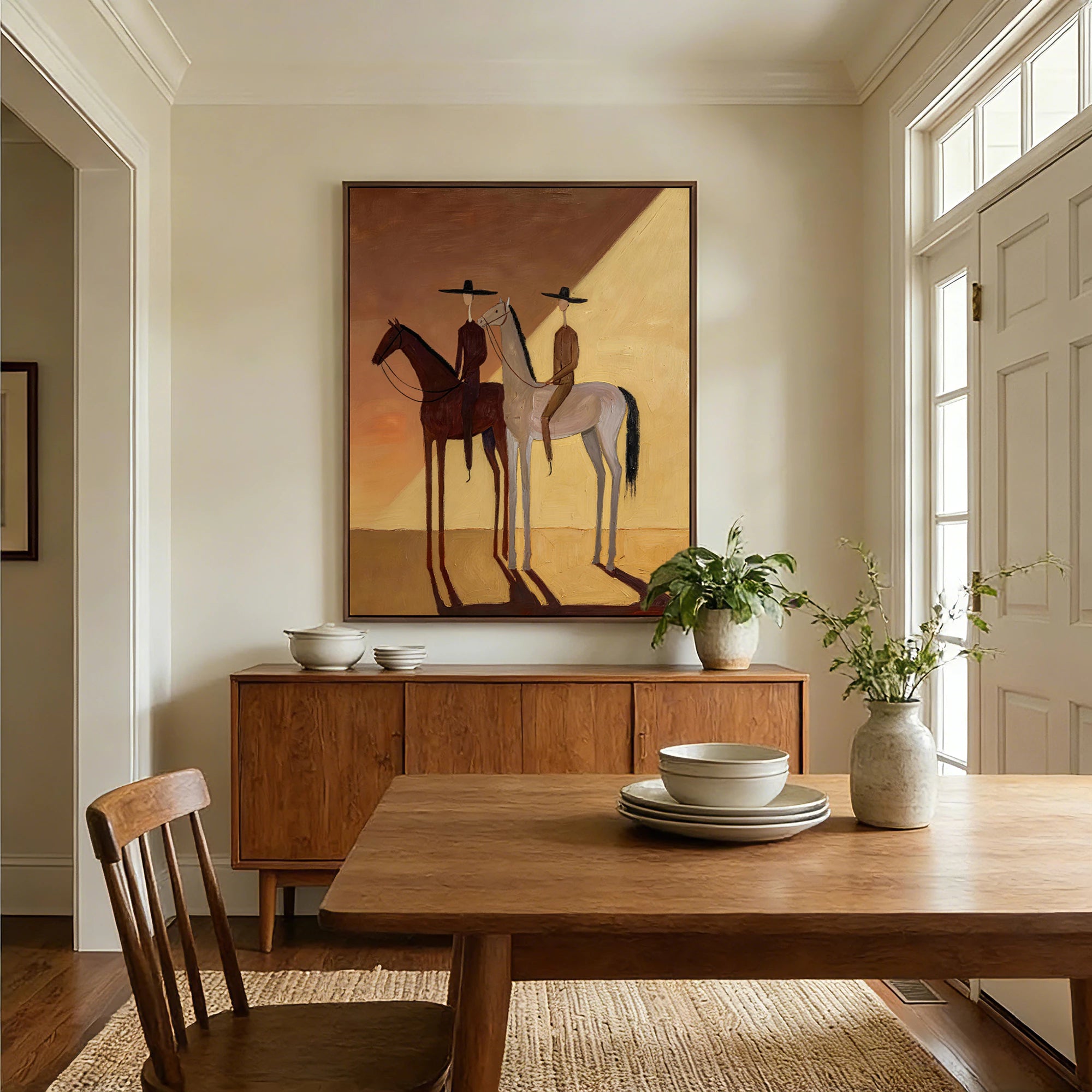 Abstract Two Riders on Horses Oil Painting #AB184