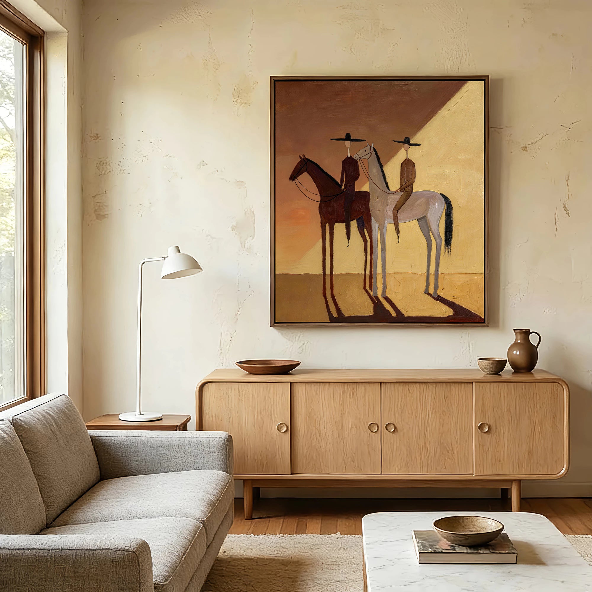 Abstract Two Riders on Horses Oil Painting #AB184