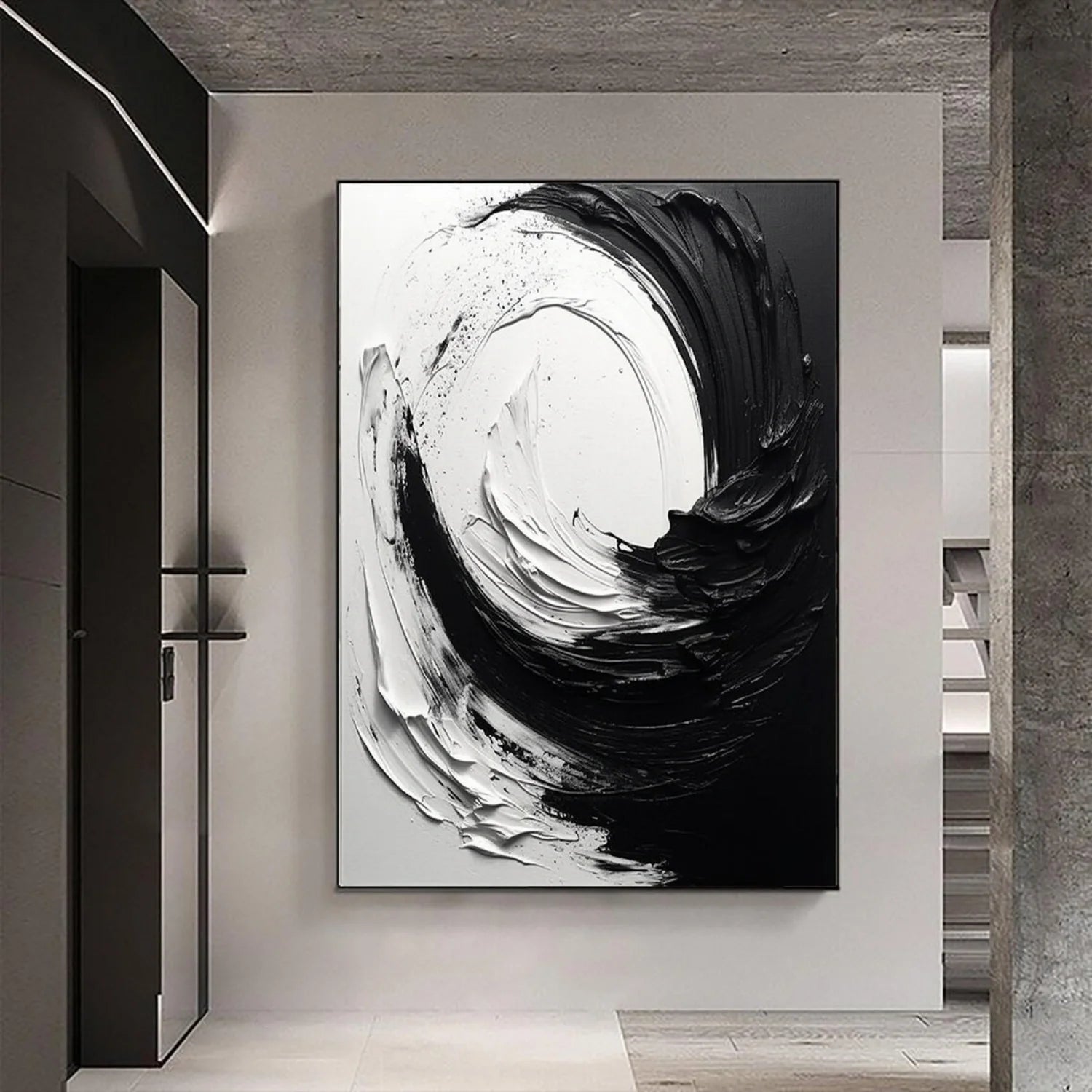 White and Black Minimalistic Textured Art #MD213