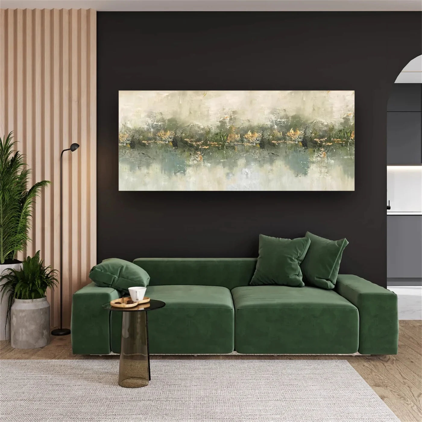 Wabi-Sabi Inspired Soft Green Landscape Oil Painting #WA111