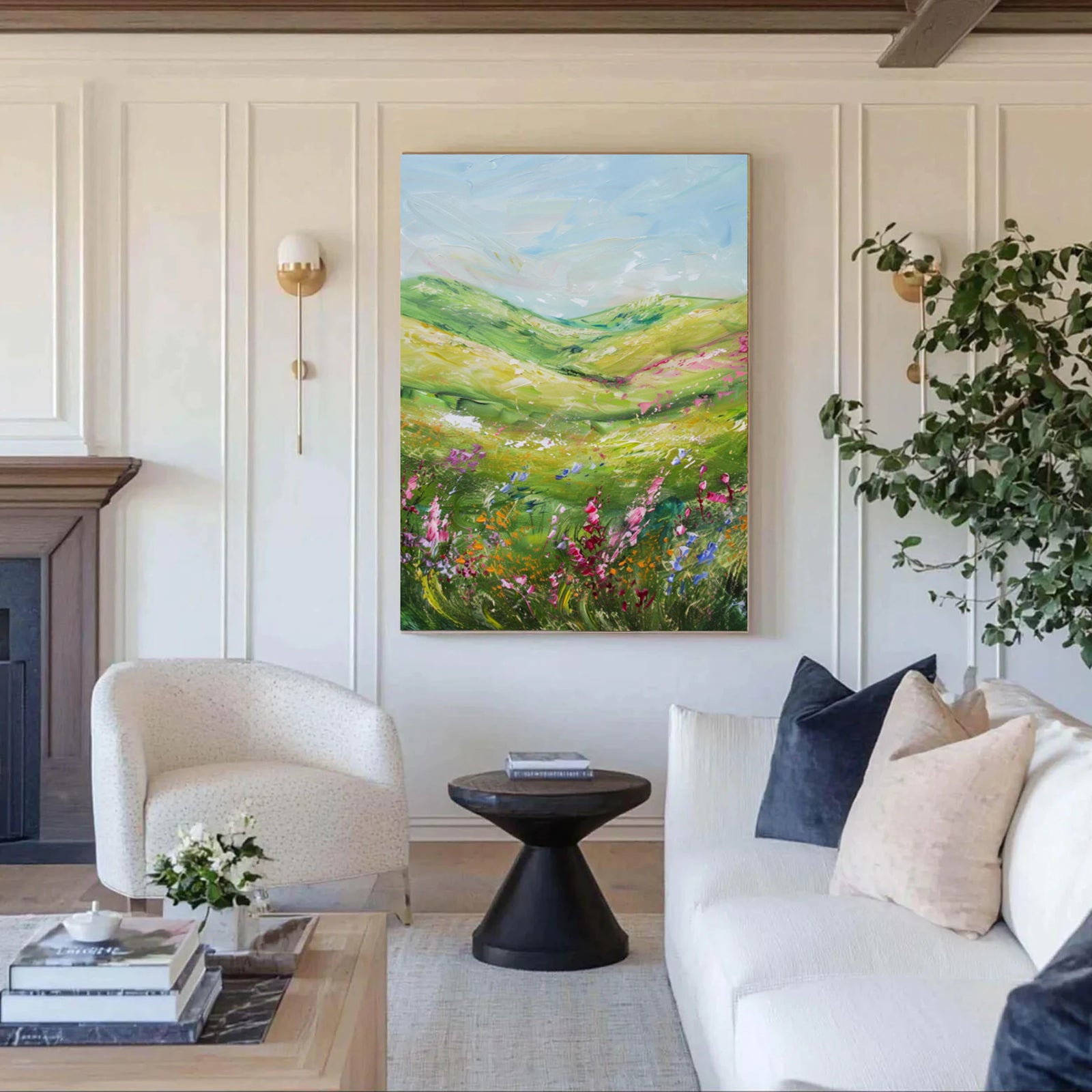 Colorful Wildflower Field Original Oil Art #FJ677