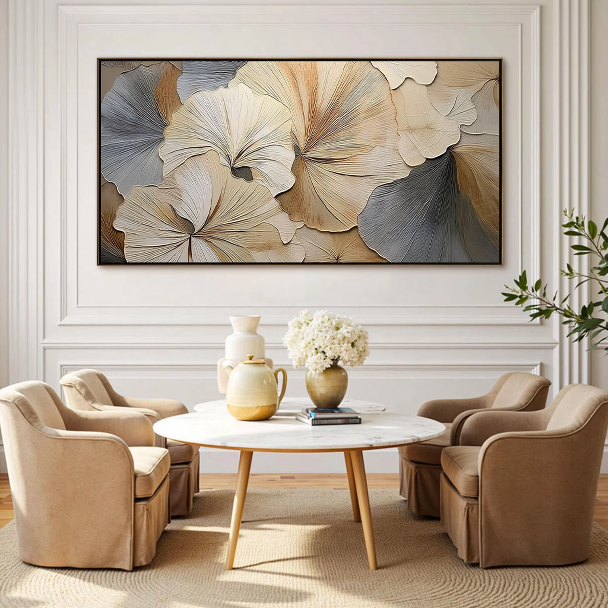 Textured Ginkgo Leaf Oil Painting #FT916