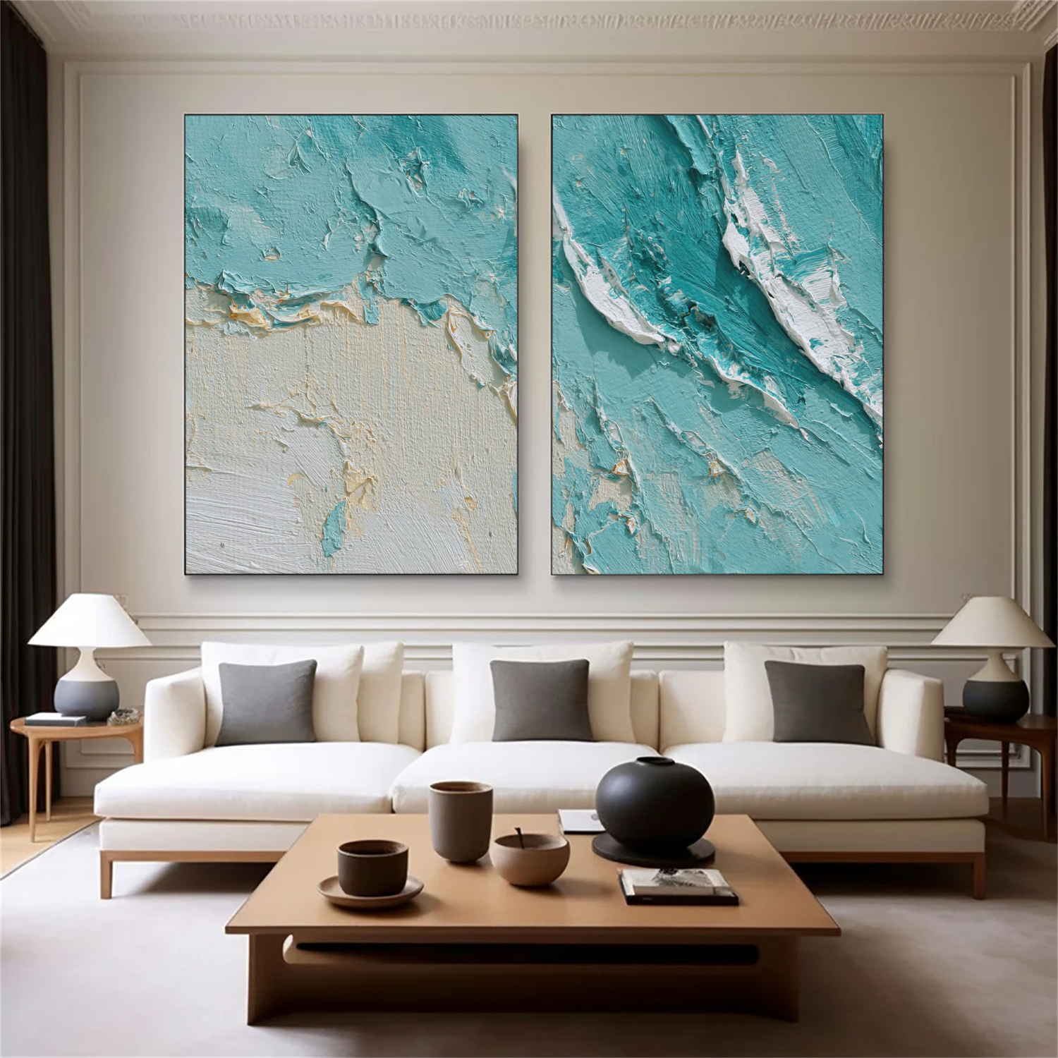 Sea & Sky Abstract_Textured_Wall Art Set of 2 #SK156