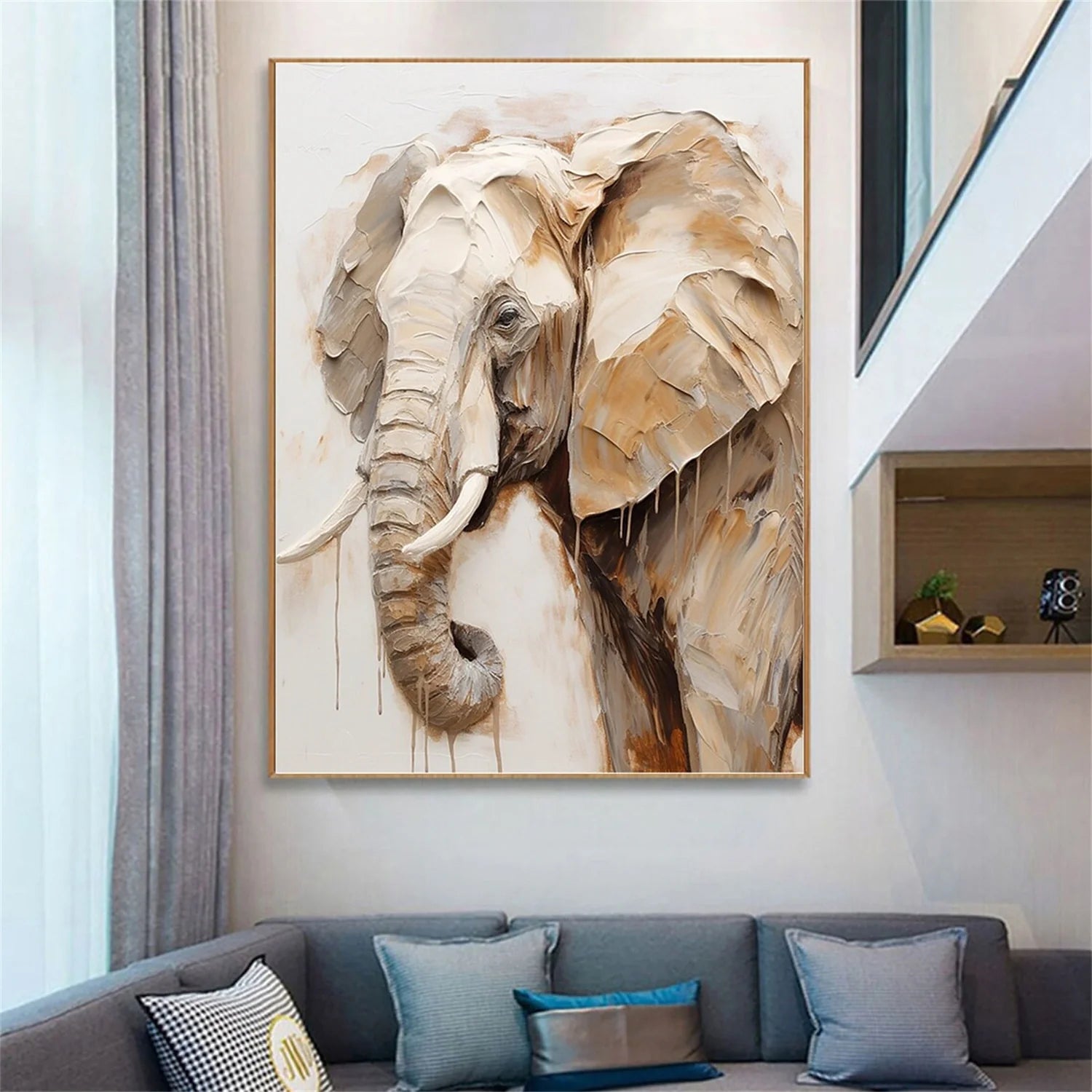 Beige and Brown Abstract Animal Wall Art #AM076