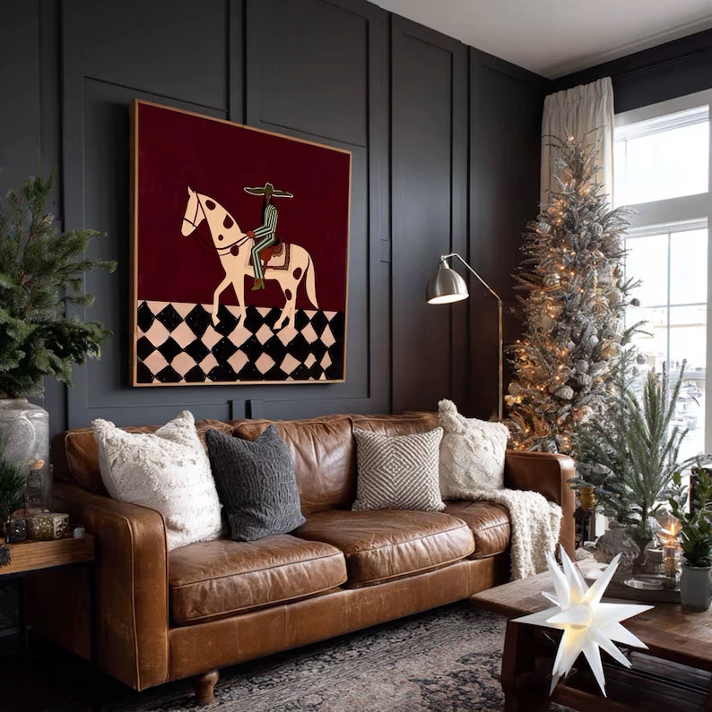 Modern Boho Cowboy Horse Art Print #MD226