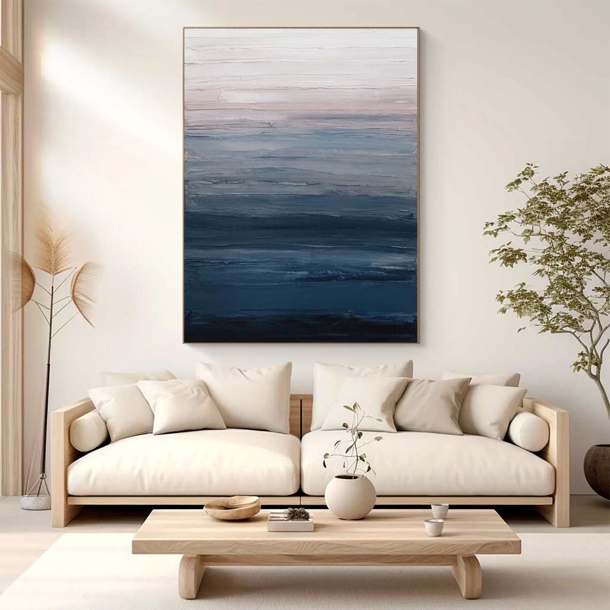Original Blue Ocean Abstract Oil Painting #MZ354