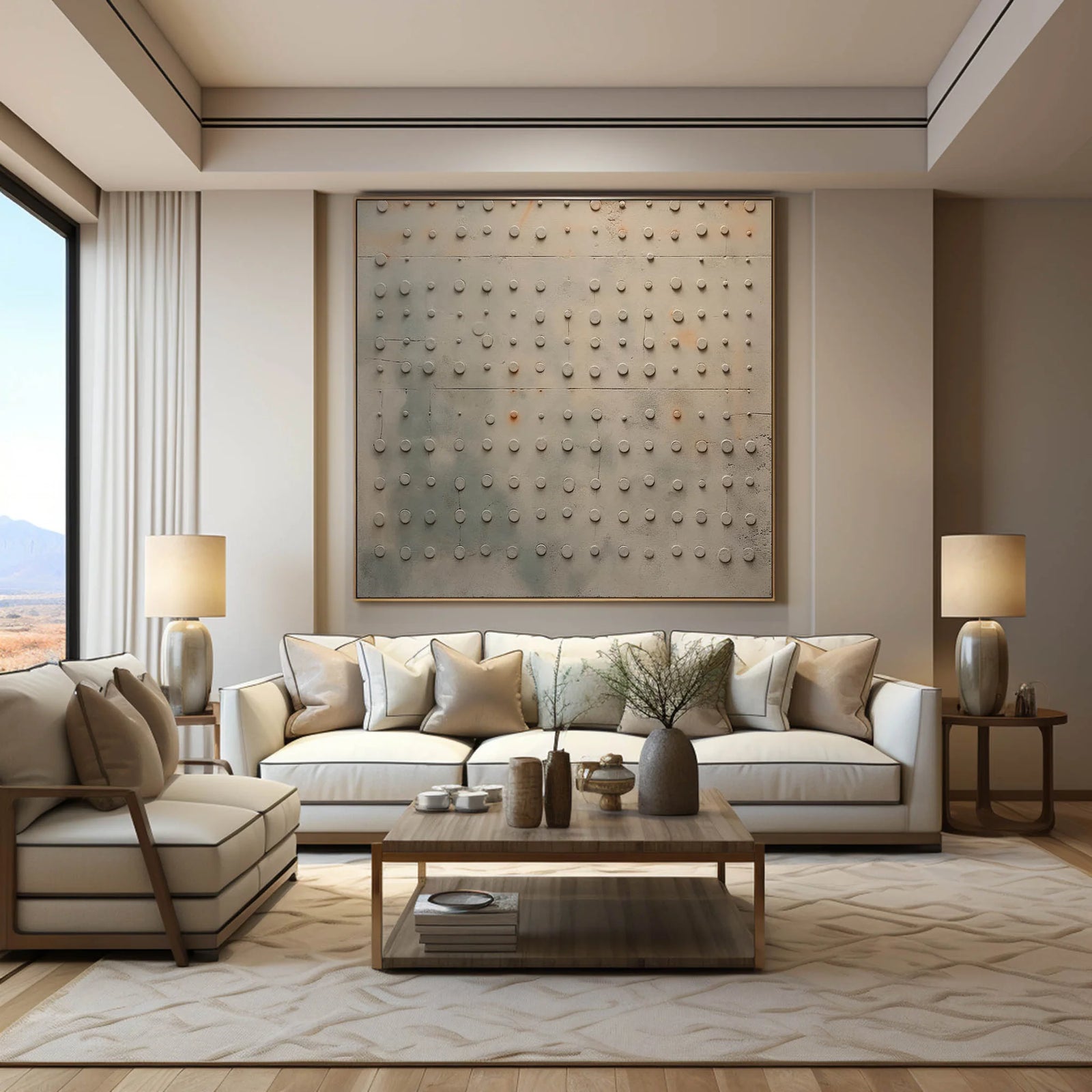 Modern Neutral Tones 3D Textured Oil Painting #MD229