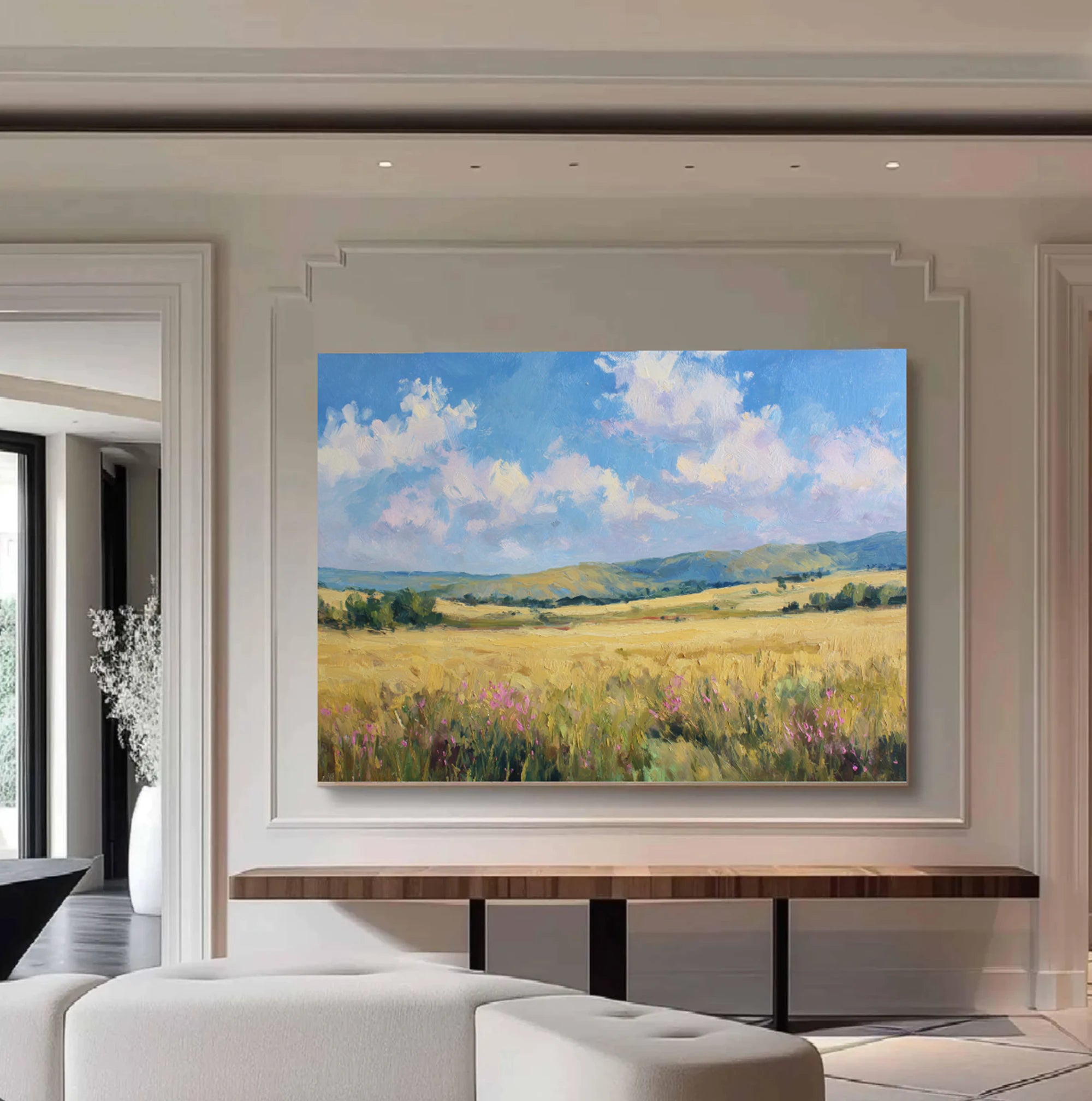 Golden Wheat Field Landscape Oil Painting #FT576