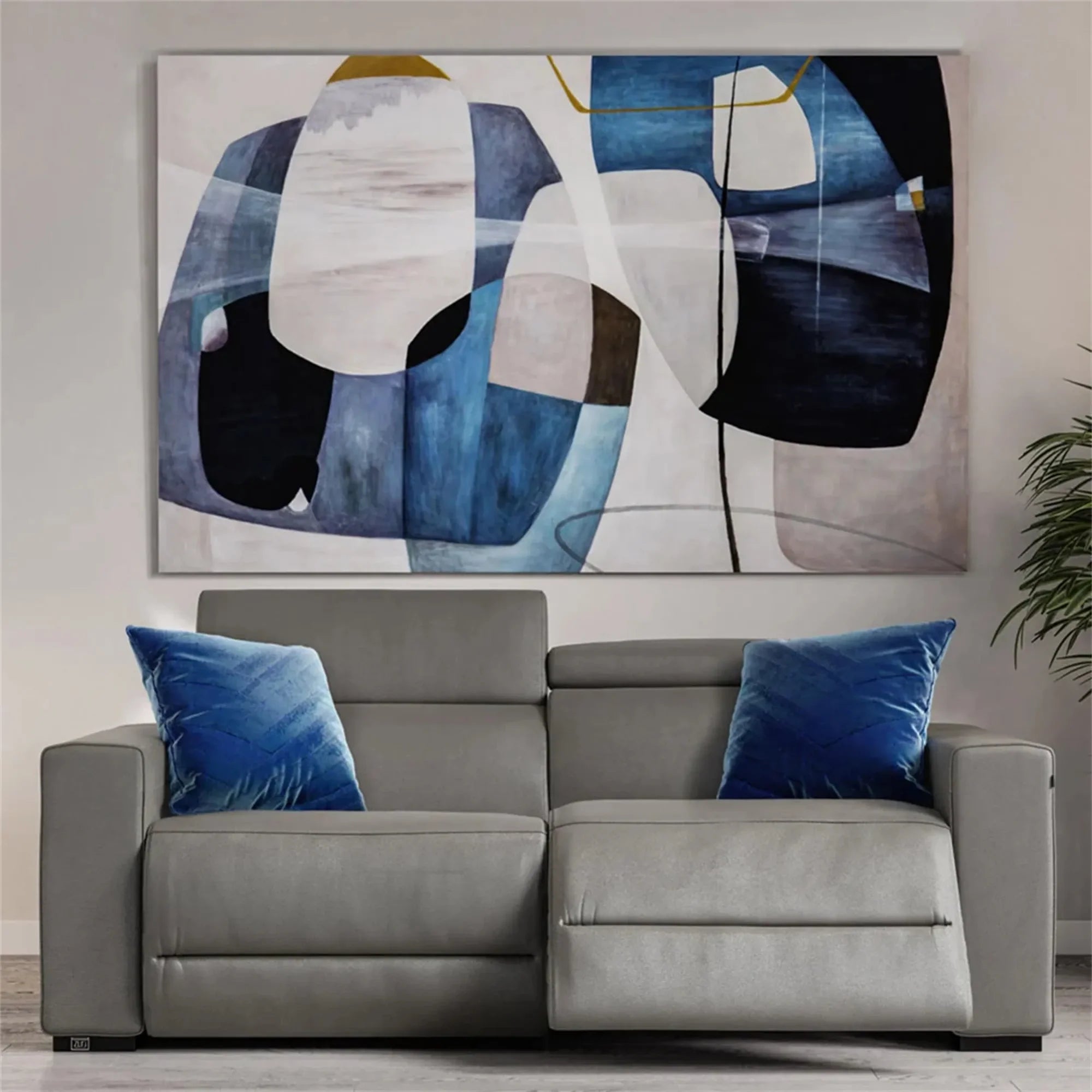 Neutral Style Soft Geometric Abstract Oil Painting #WA107