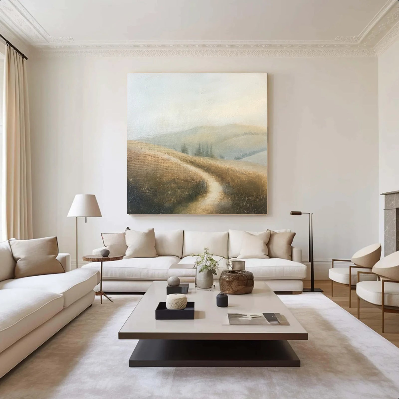 Hand-painted Neutral Landscape Wall Art #FT526