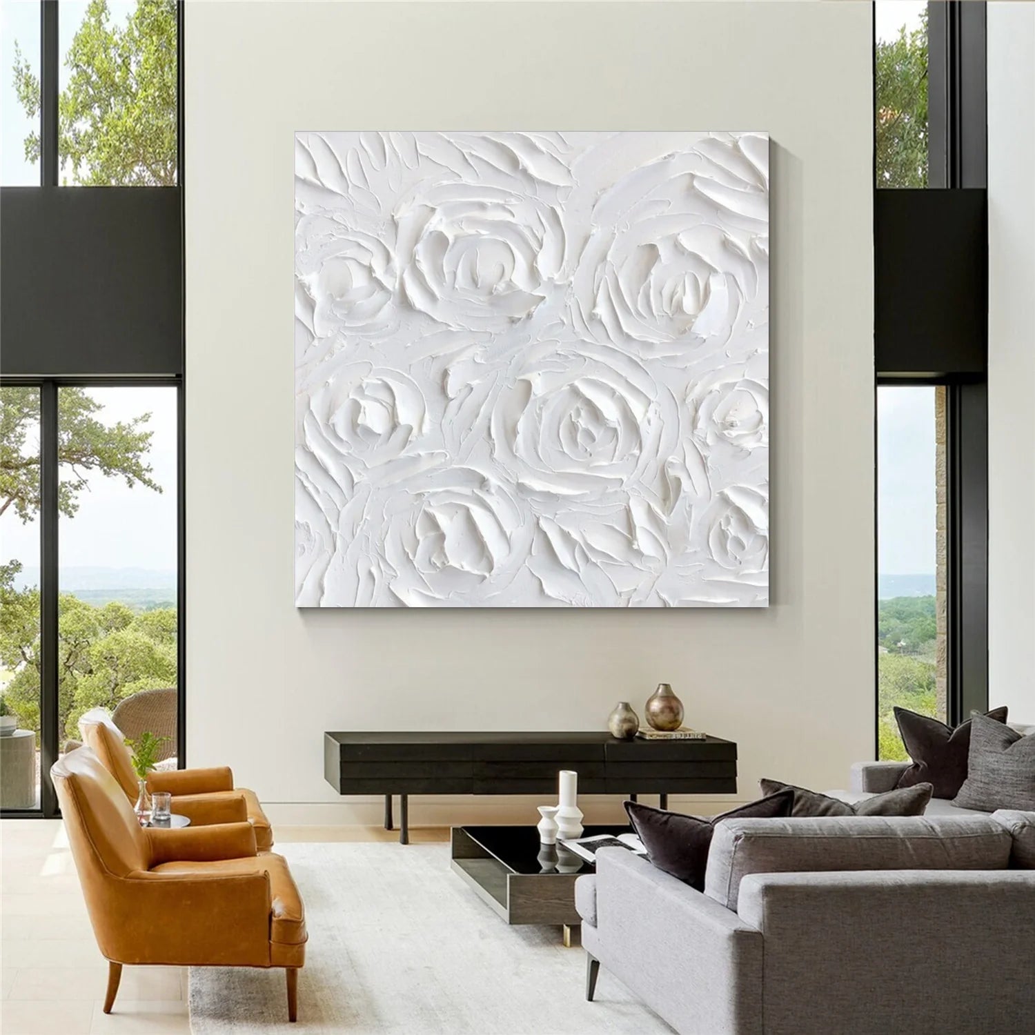 White Minimalistic Textured Art #MD235