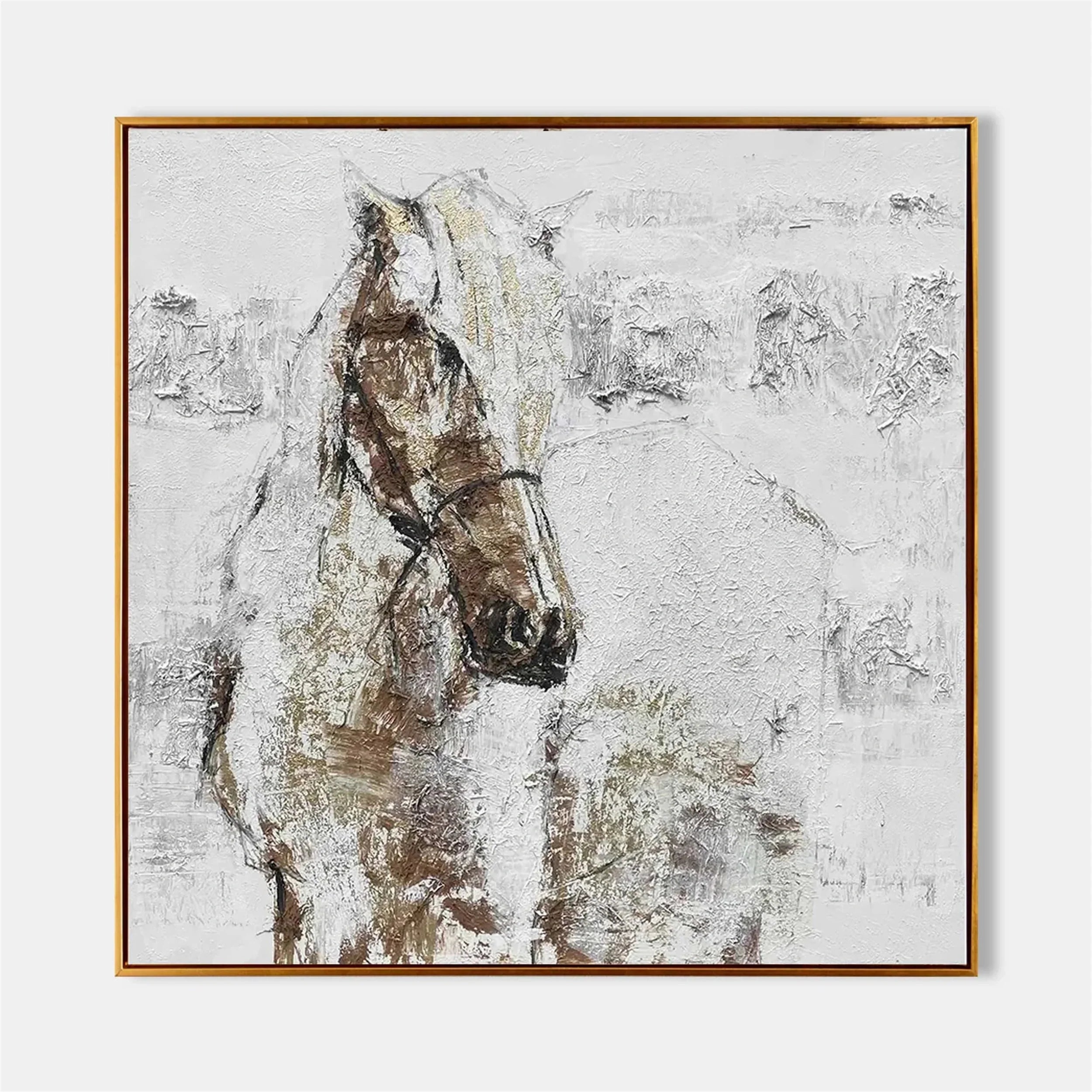 White Horse Abstract Animal Wall Art #AM049