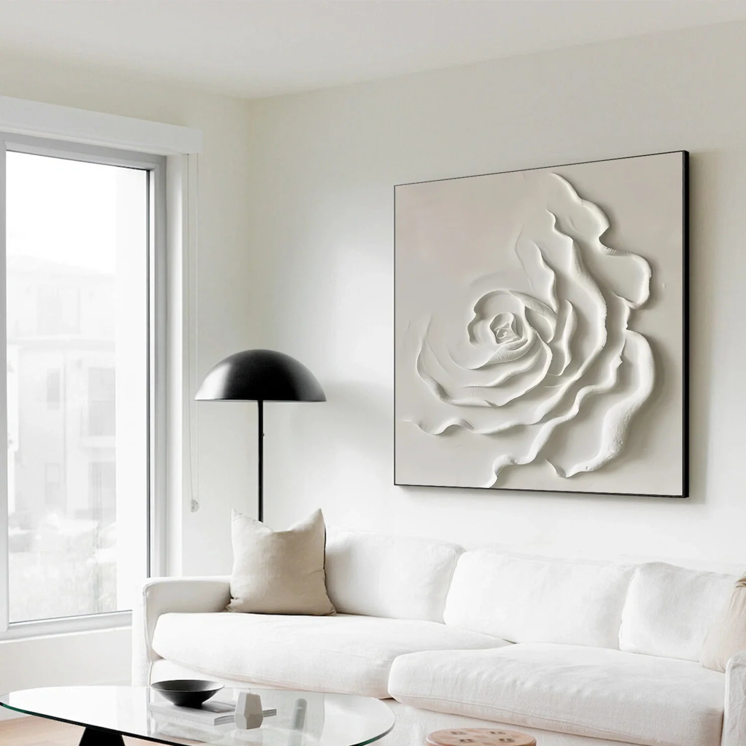 White Flower & Tree Abstract Textured Wall Art #FT135